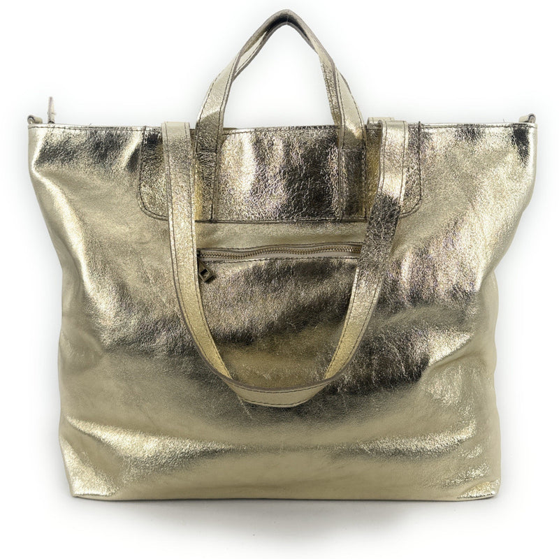 Grand sac cabas en cuir irisé ANDROMEDE Or