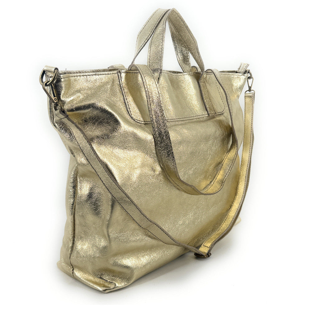 Grand sac cabas en cuir irisé ANDROMEDE Or