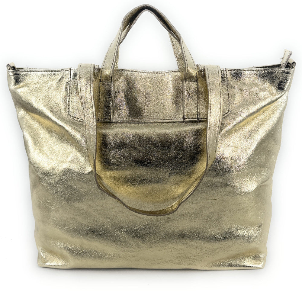 Grand sac cabas en cuir irisé ANDROMEDE Or