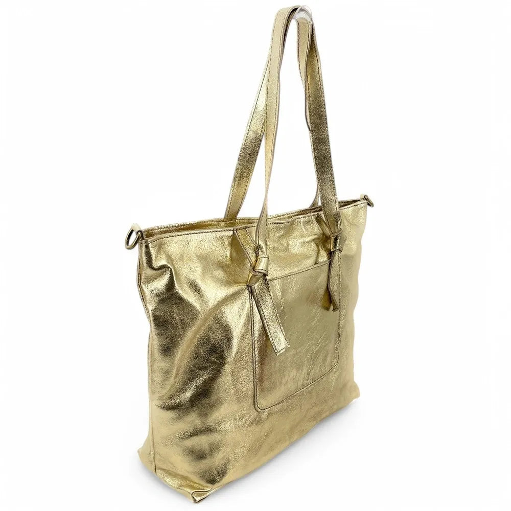 Grand sac cabas en cuir irisé CASSIOPEE Or pâle