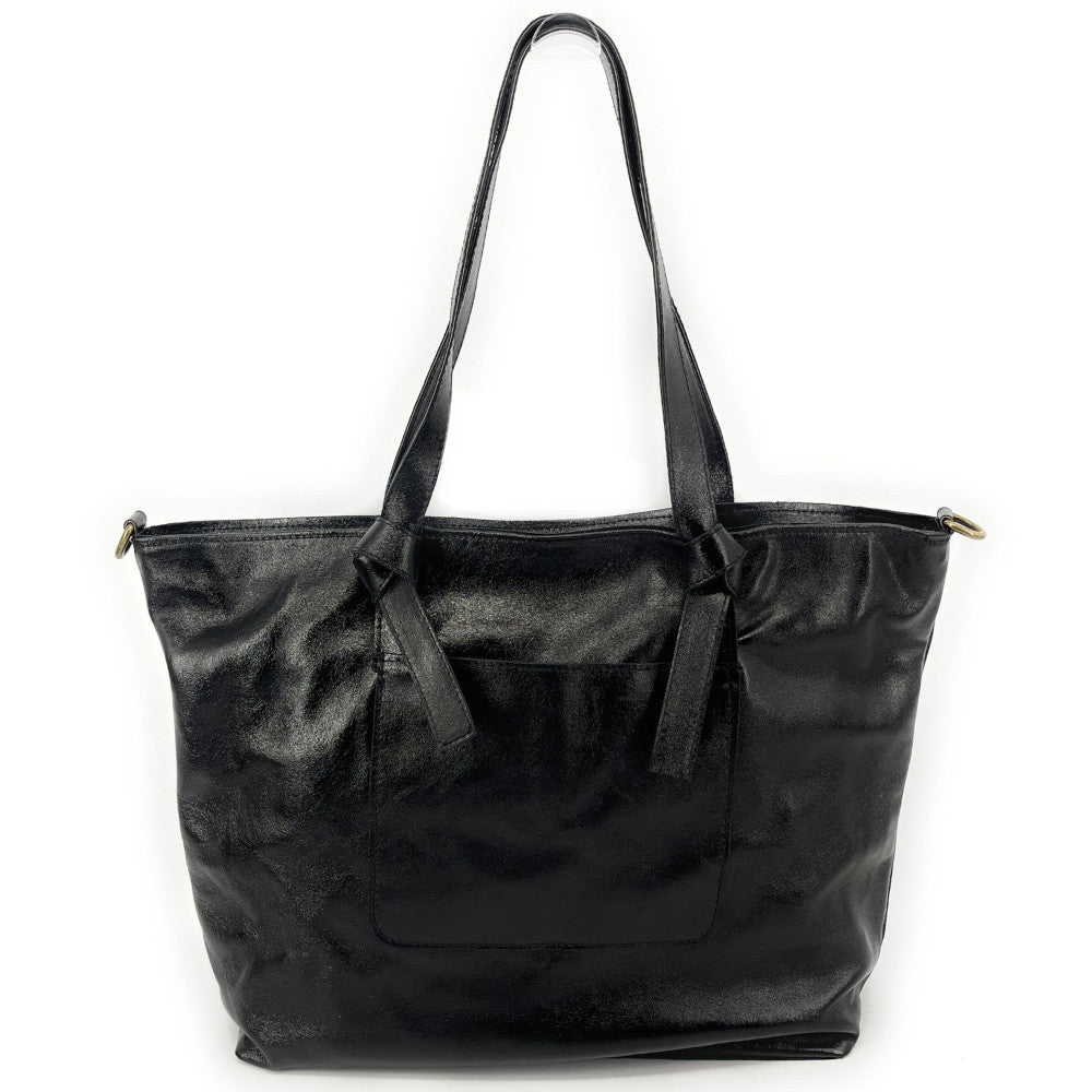 Grand sac cabas en cuir irisé CASSIOPEE Noir irisé
