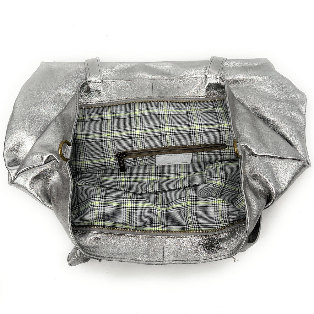 Grand sac cabas en cuir irisé CASSIOPEE Argent moyen