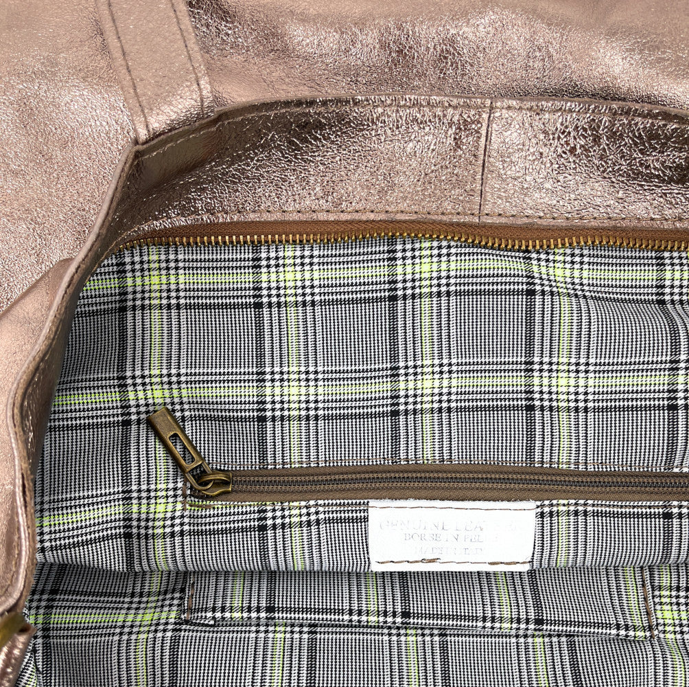 Grand sac cabas en cuir irisé CASSIOPEE Champagne irisé