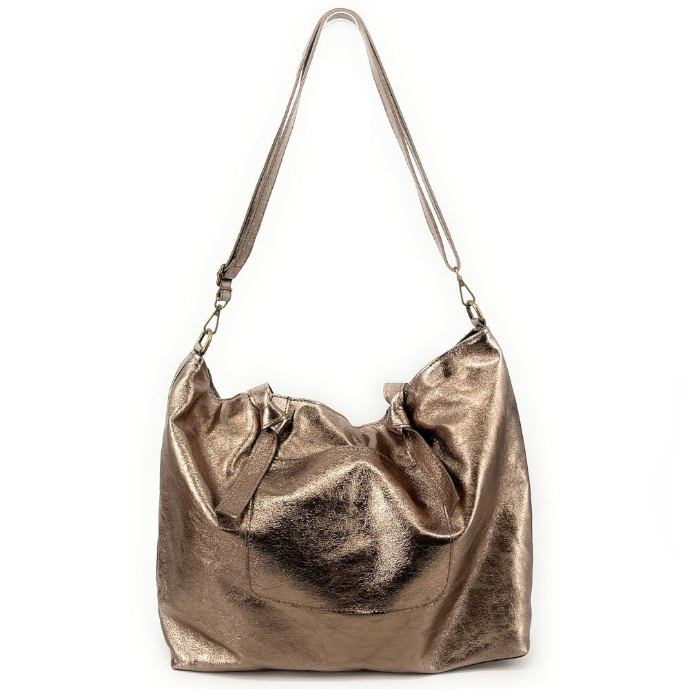 Grand sac cabas en cuir irisé CASSIOPEE Champagne irisé