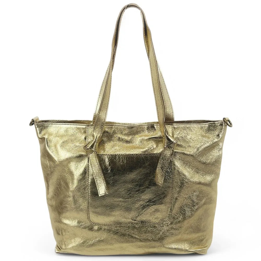 Grand sac cabas en cuir irisé CASSIOPEE Or pâle
