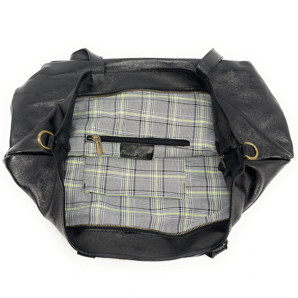 Grand sac cabas en cuir irisé CASSIOPEE Noir irisé