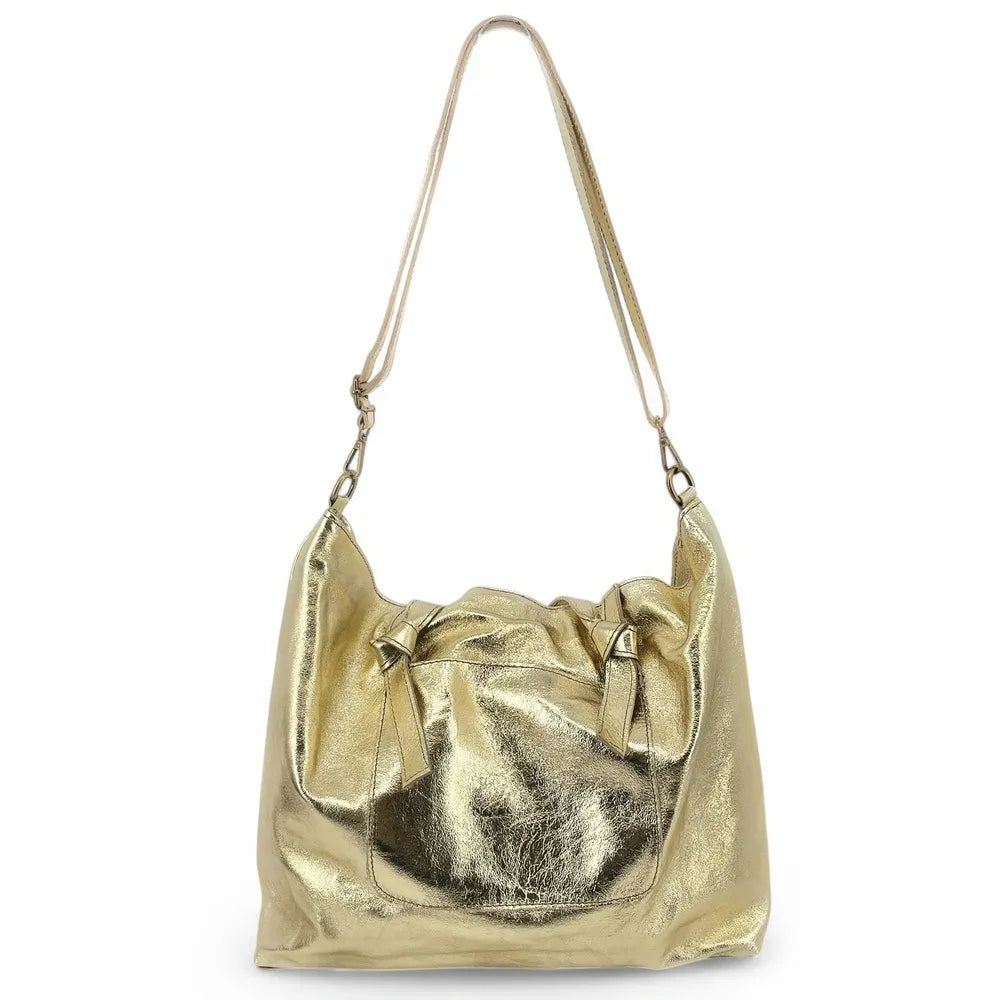 Grand sac cabas en cuir irisé CASSIOPEE Or pâle