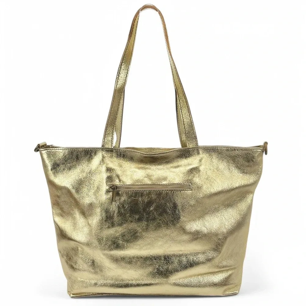 Grand sac cabas en cuir irisé CASSIOPEE Or pâle