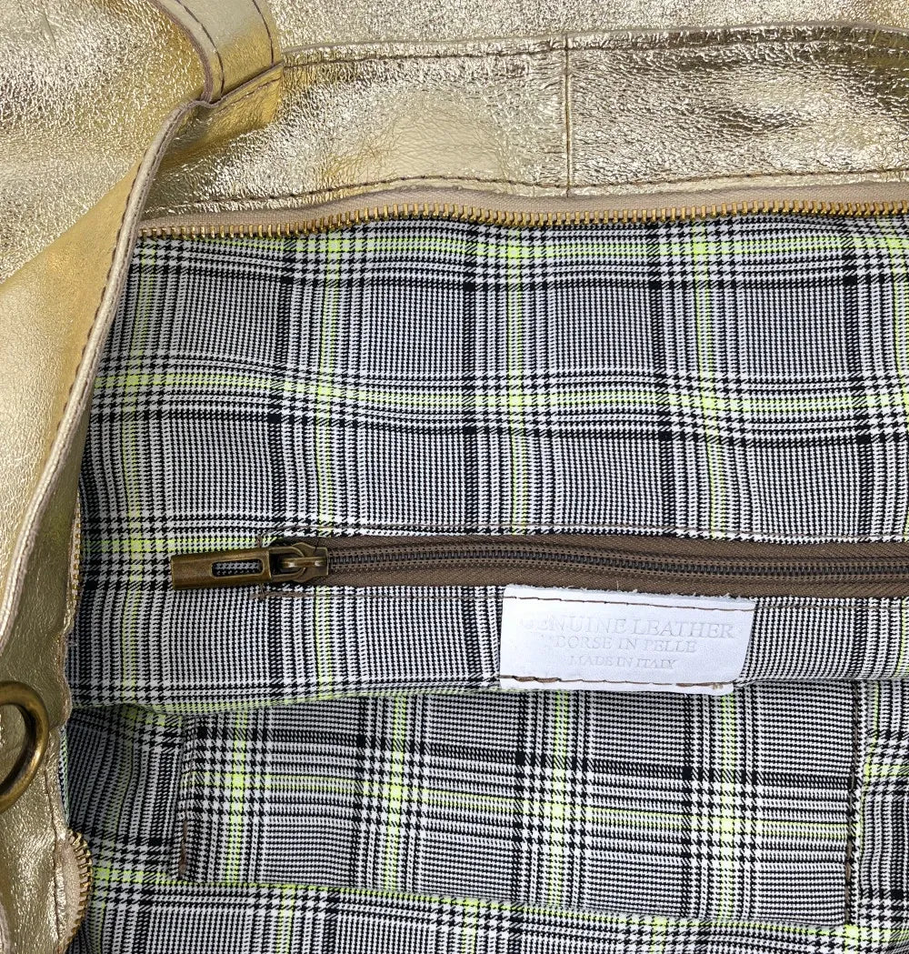 Grand sac cabas en cuir irisé CASSIOPEE Or pâle