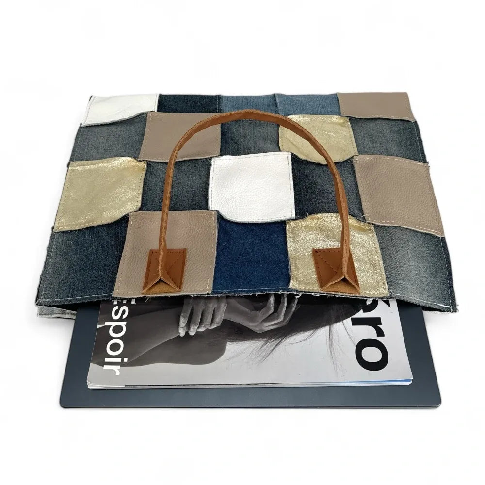 Grand sac cabas en toile et cuir KANTHA Taupe
