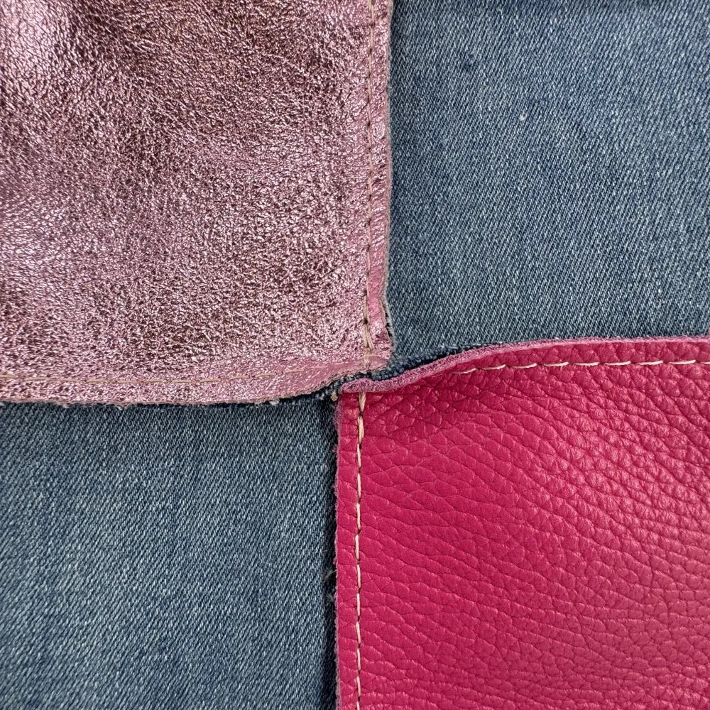 Grand sac cabas en toile et cuir KANTHA Rose fuchsia