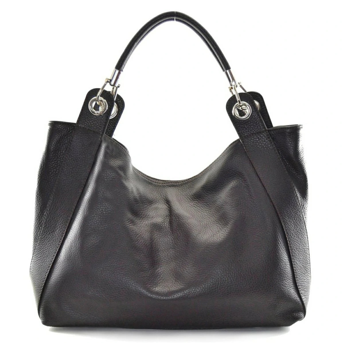 Sac cabas en cuir grainé PARIS Chocolat