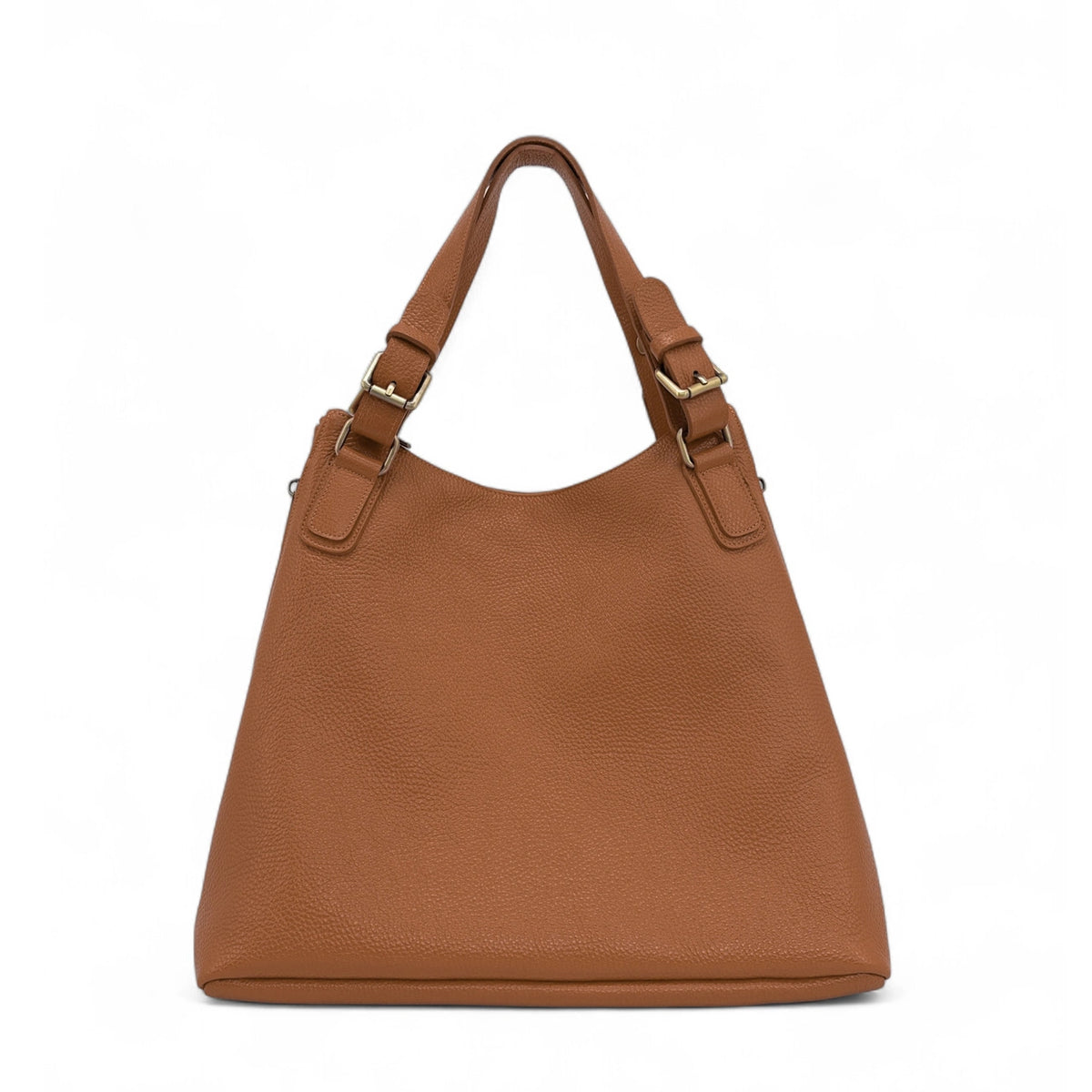 Schultertasche aus genarbtem Leder CAMELIA Cognacbraun