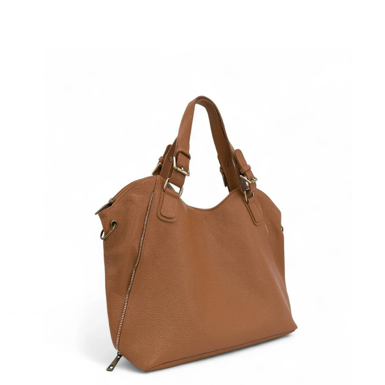 Borsa a tracolla in pelle grana CAMELIA Cognac