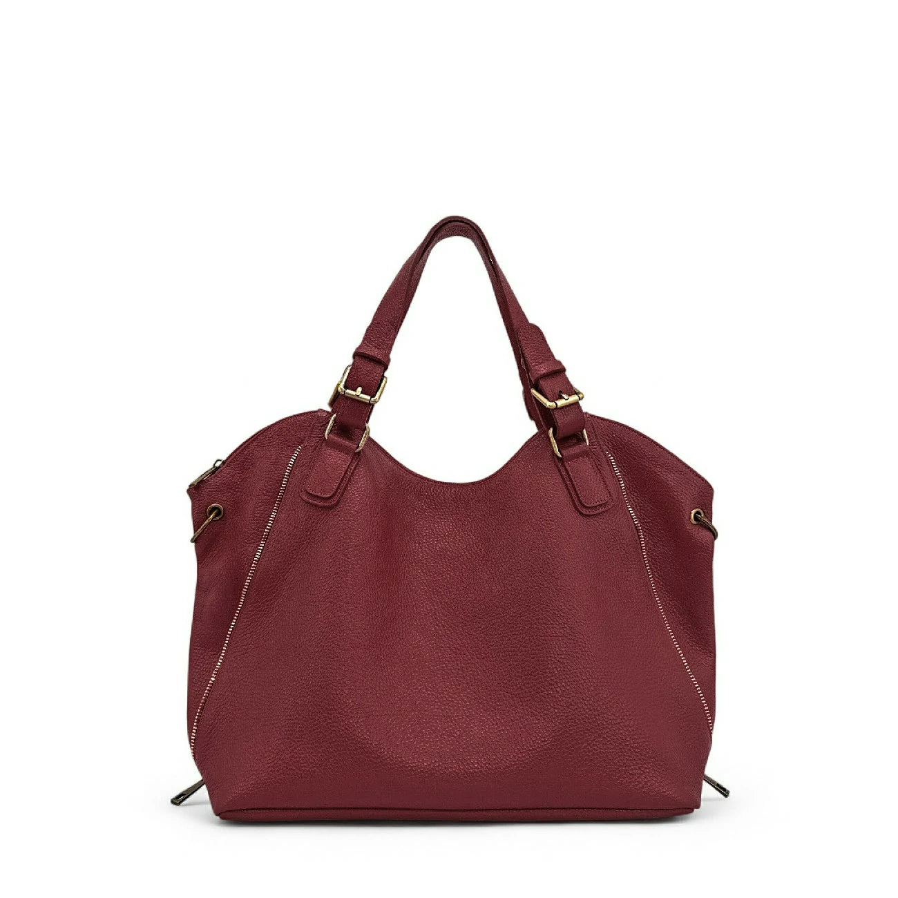 Sac porté épaule en cuir grainé CAMELIA Rouge foncé
