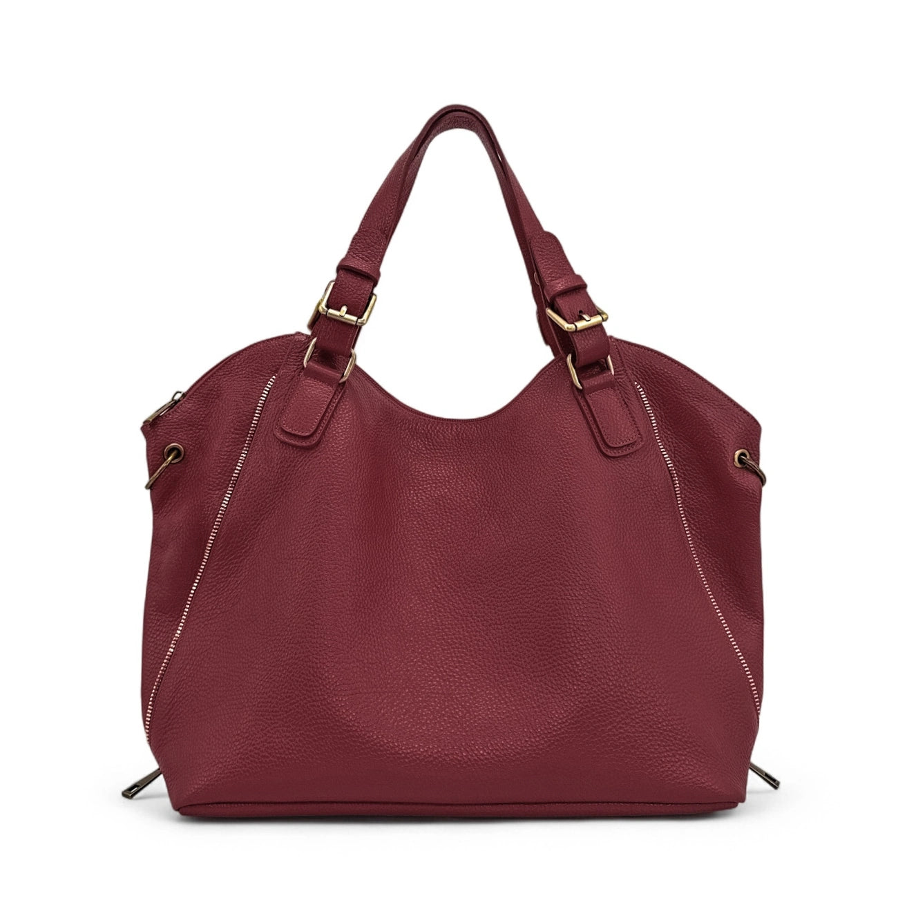Grained leather shoulder bag CAMELIA Dark red