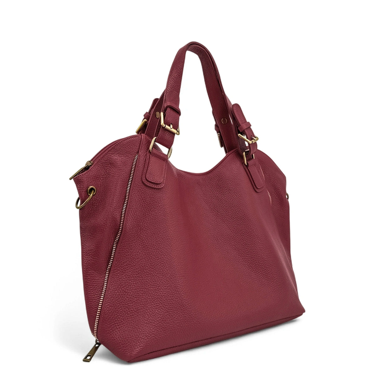 Sac porté épaule en cuir grainé CAMELIA Rouge foncé