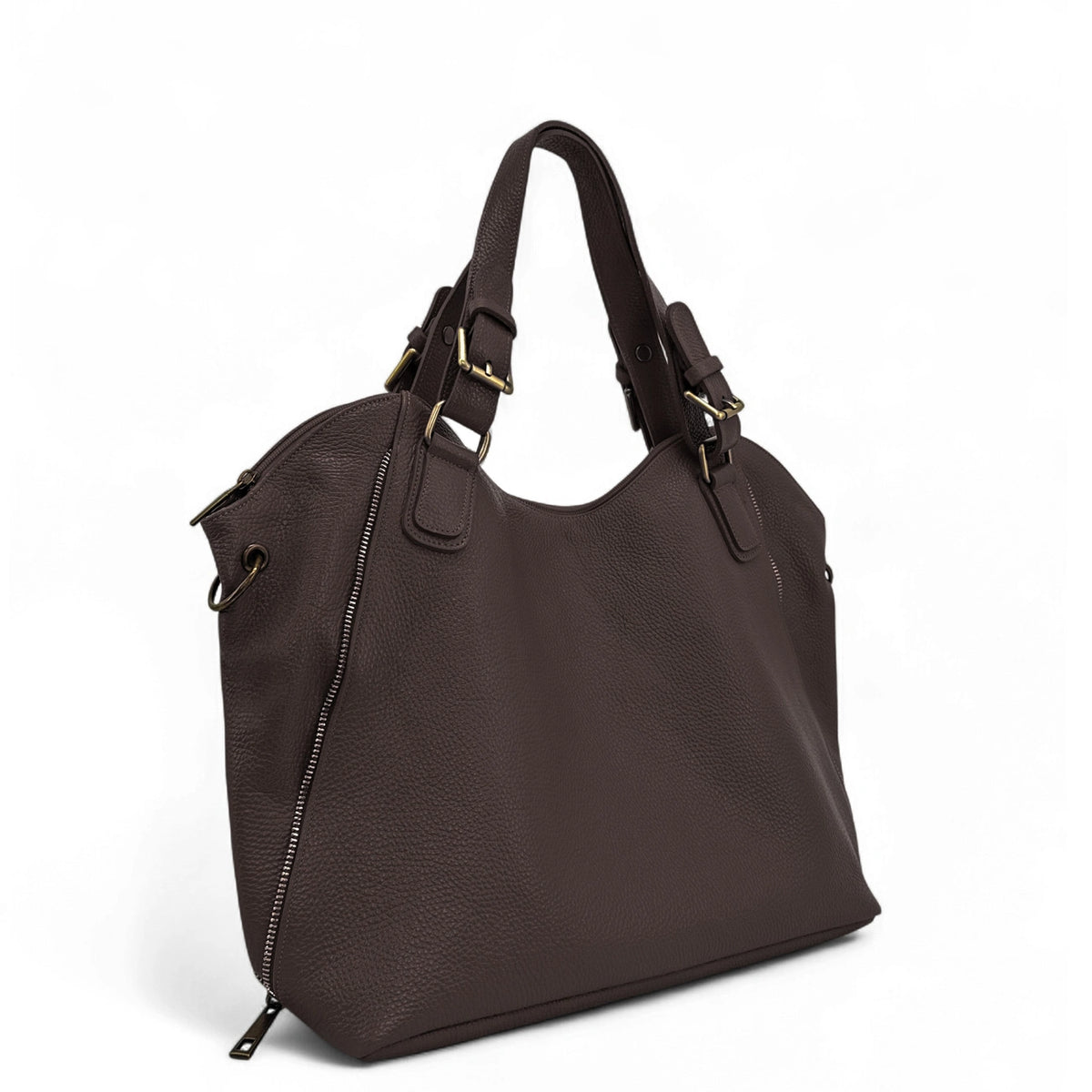 Sac porté épaule en cuir grainé CAMELIA Marron chocolat
