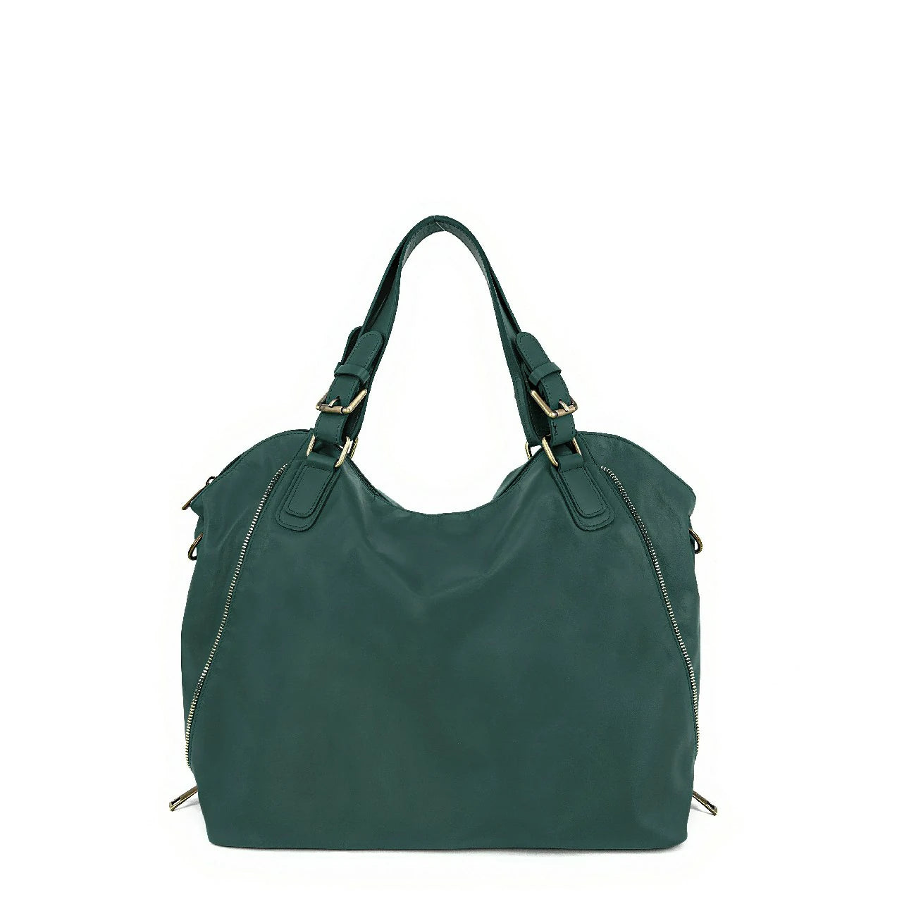Sac porté épaule en cuir lisse CAMELIA Bleu vert canard