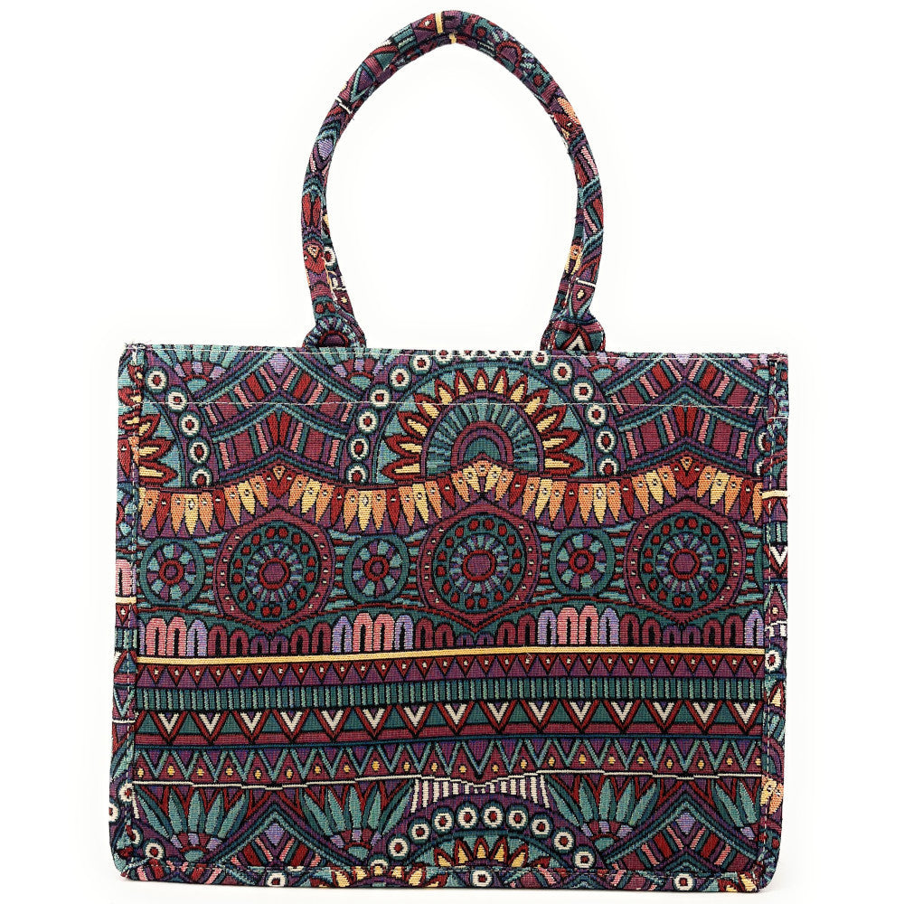Grand sac cabas rigide en velours tissé ZEBRA Multicolore