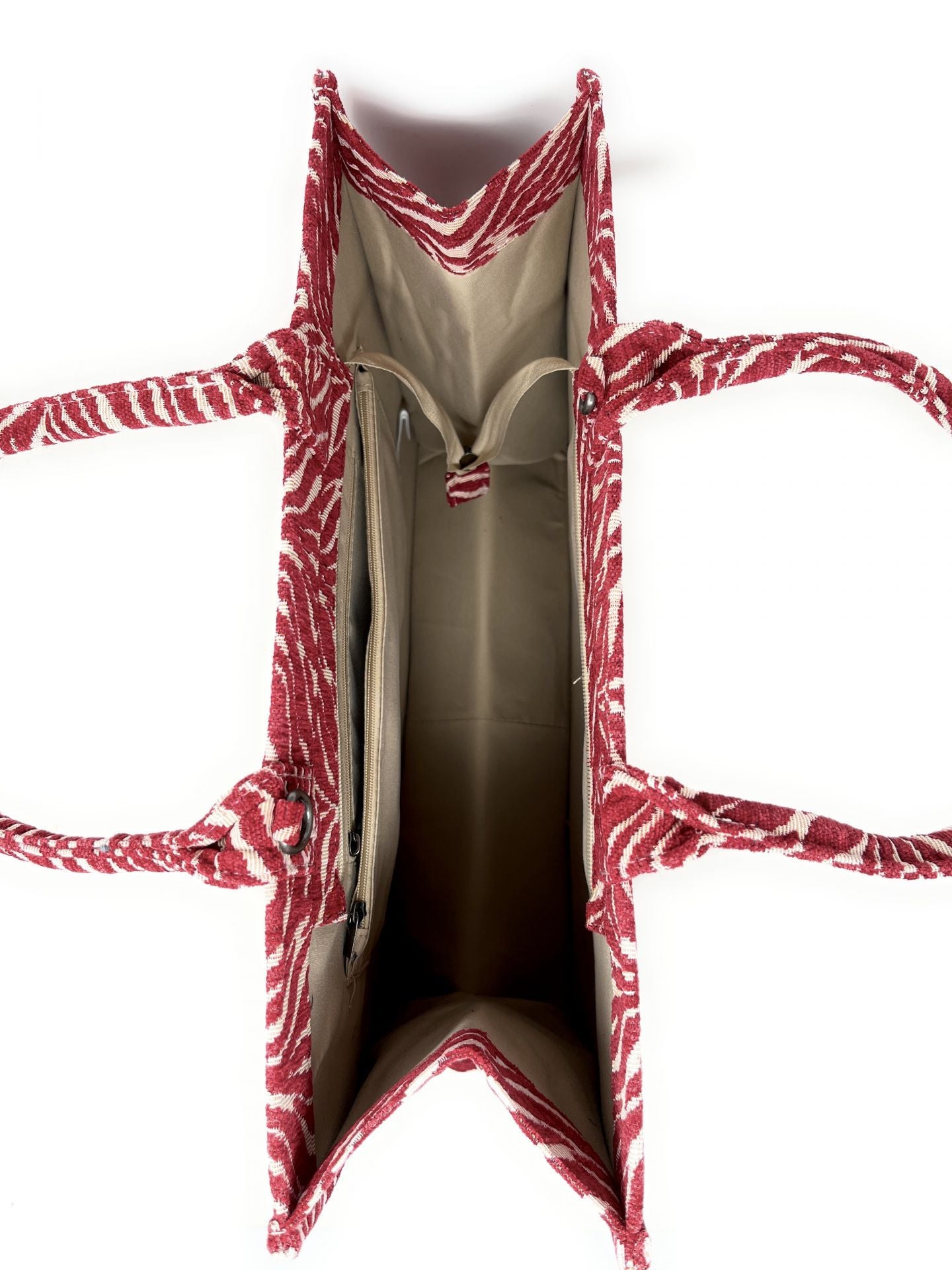 Grand sac cabas rigide en velours tissé ZEBRA Rubis