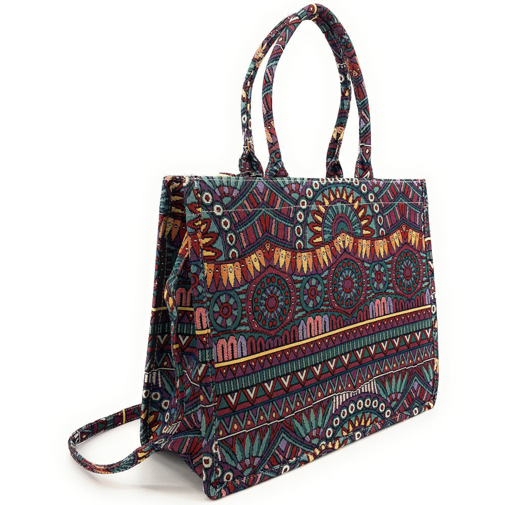 Grand sac cabas rigide en velours tissé ZEBRA Multicolore