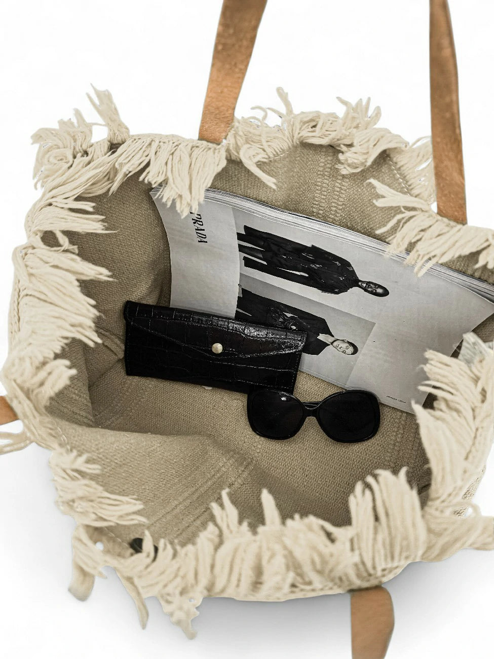 Strand-Shopper aus Stoff IBIZA Cremebeige