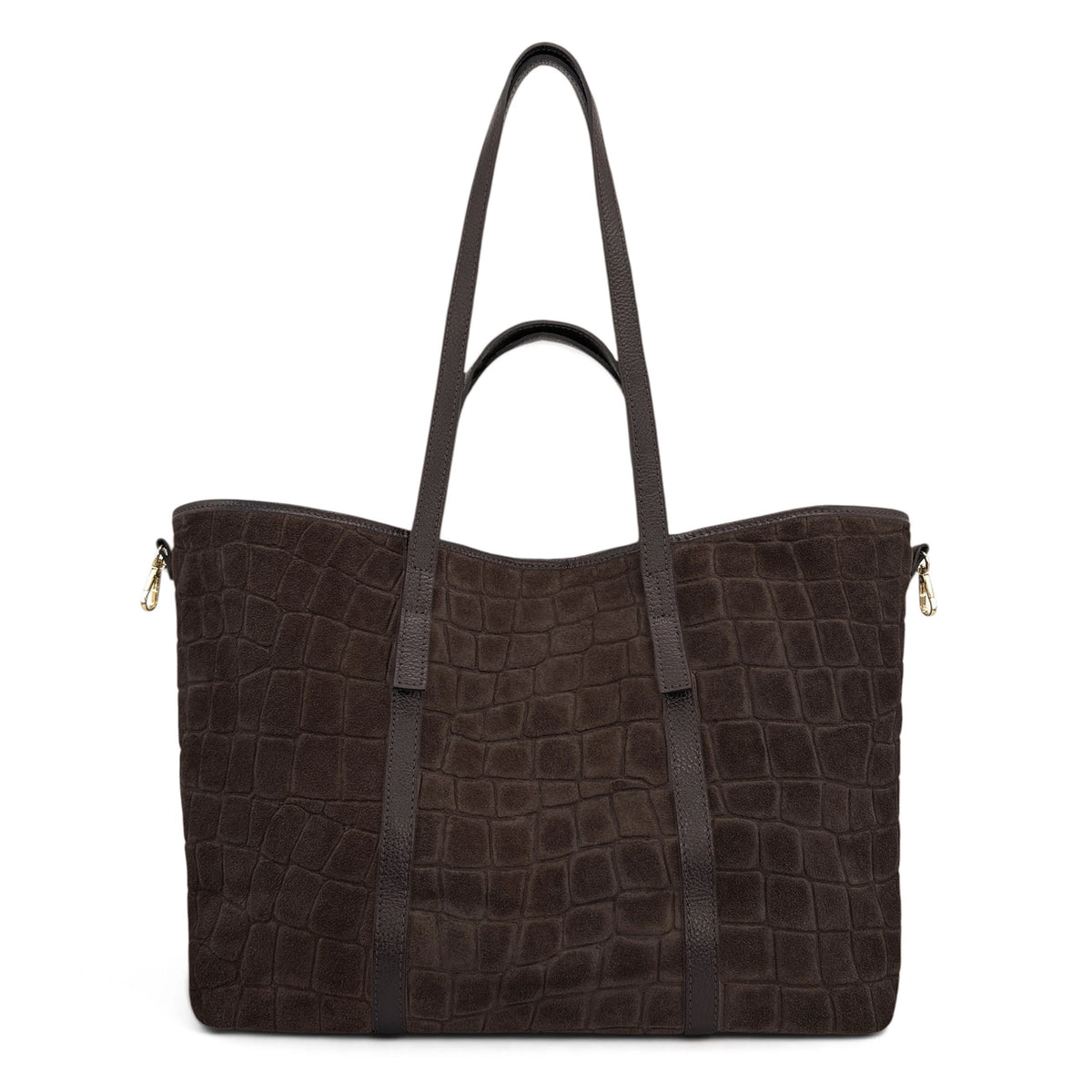 Bolso tote grande de piel granulada y ante VENICE Marrón cacao