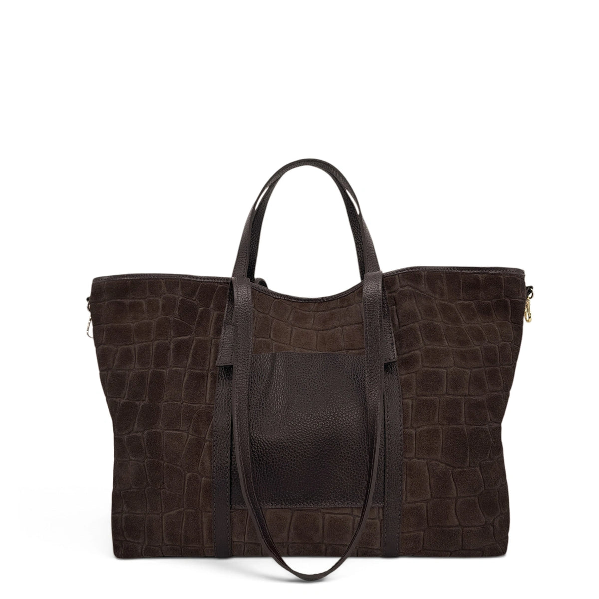 Bolso tote grande de piel granulada y ante VENICE Marrón cacao