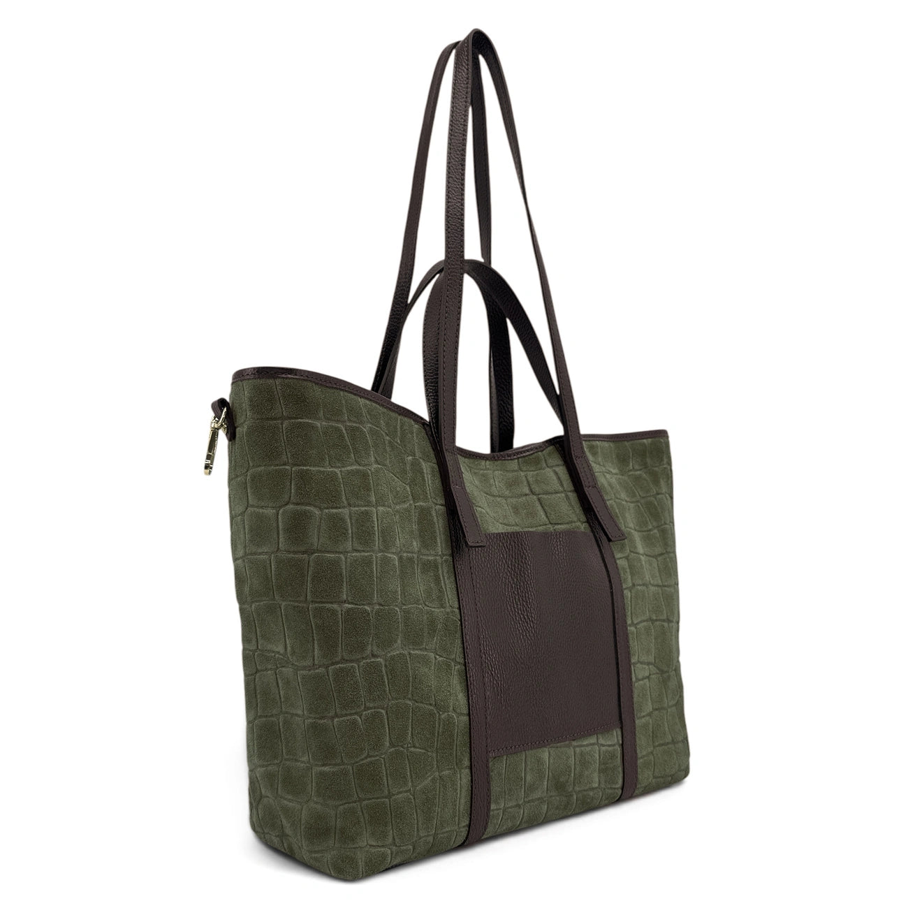 Grand bag cabas in canvas and leather KANTHA English green