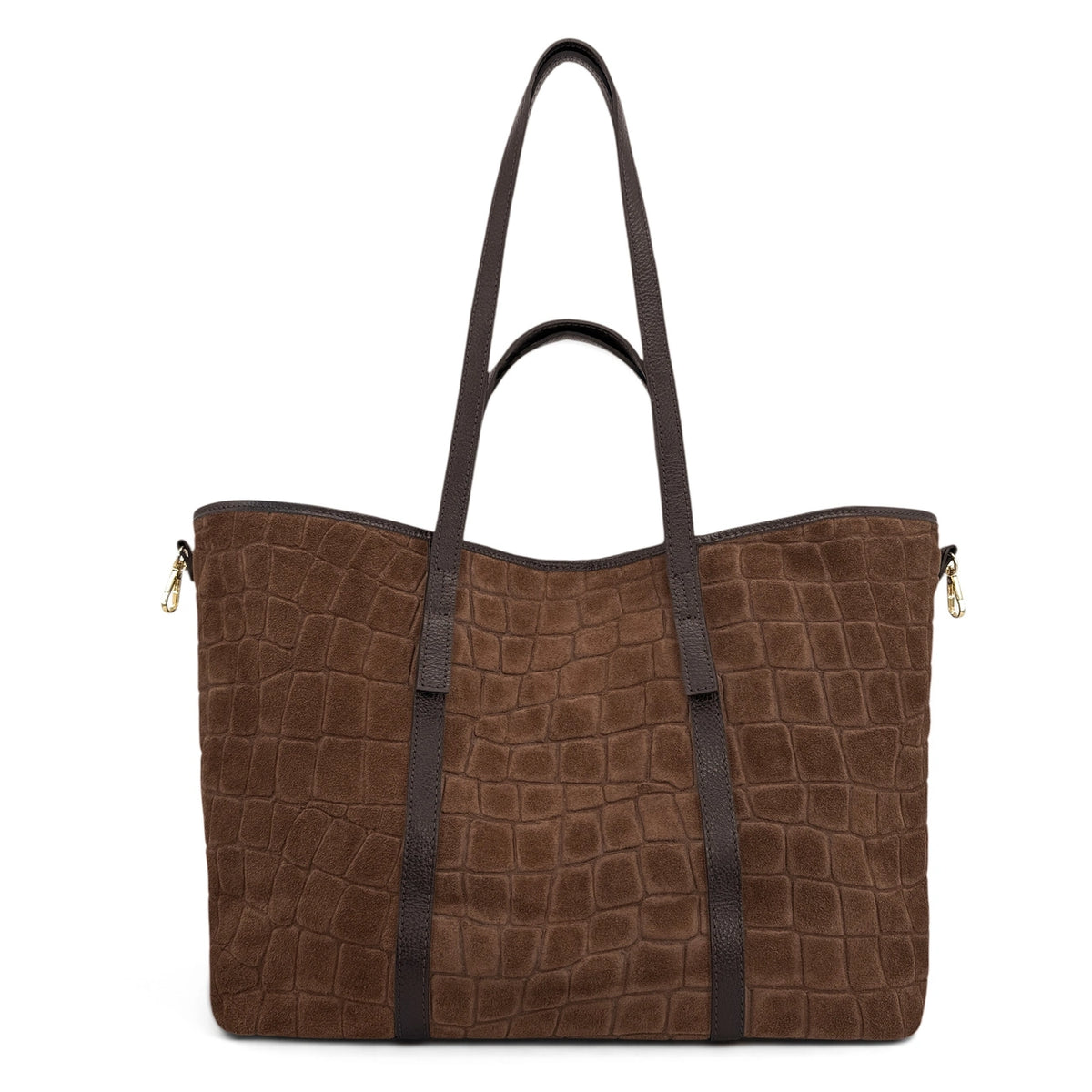 Borsa shopper grande in pelle martellata e suede VENICE Marrone moka