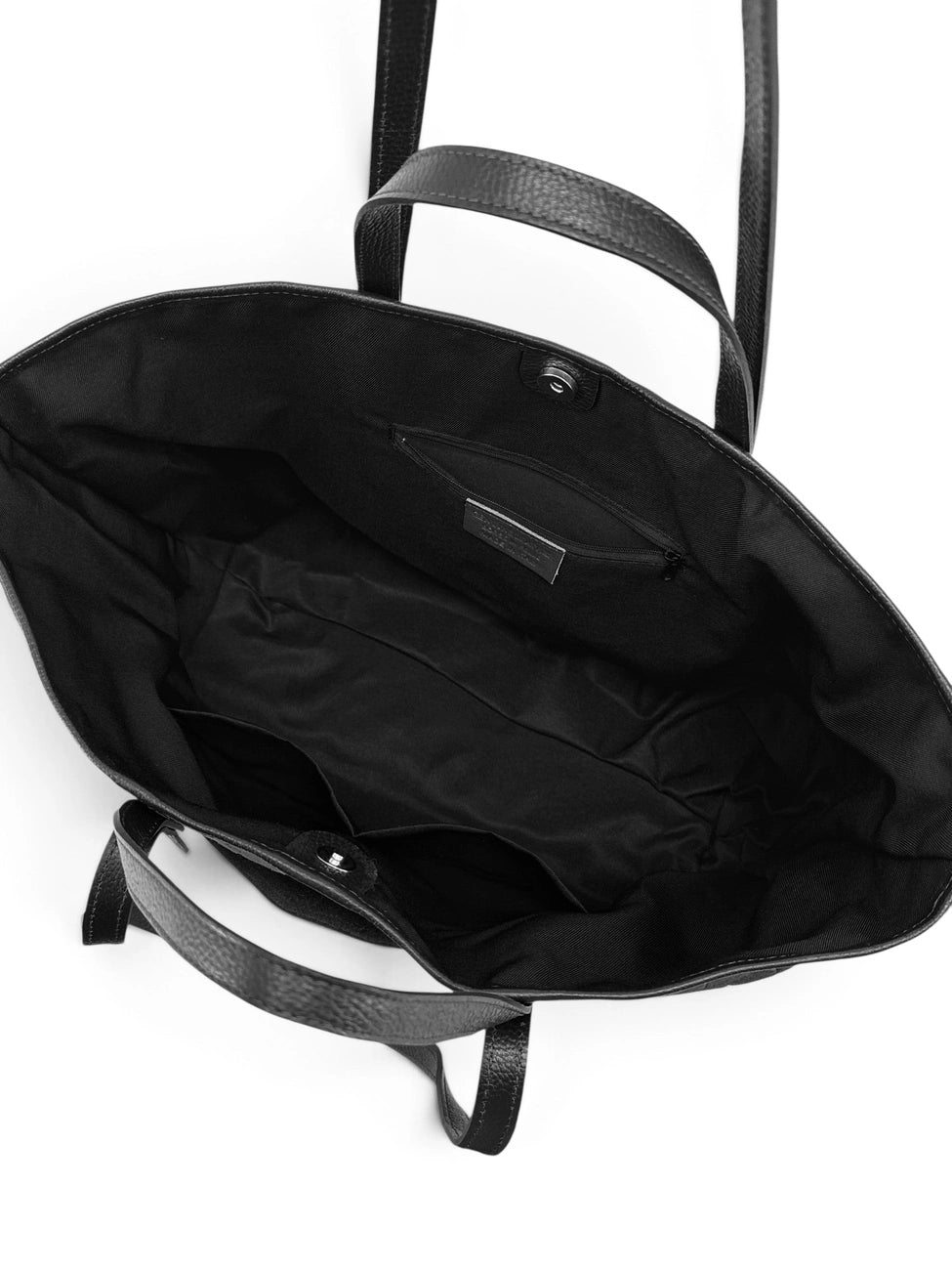 VENICE large grained leather and suede tote bag, Black