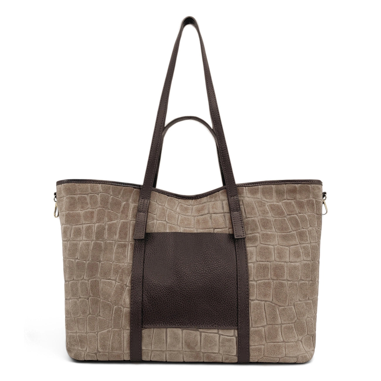Grand bag cabas in canvas and leather KANTHA English green
