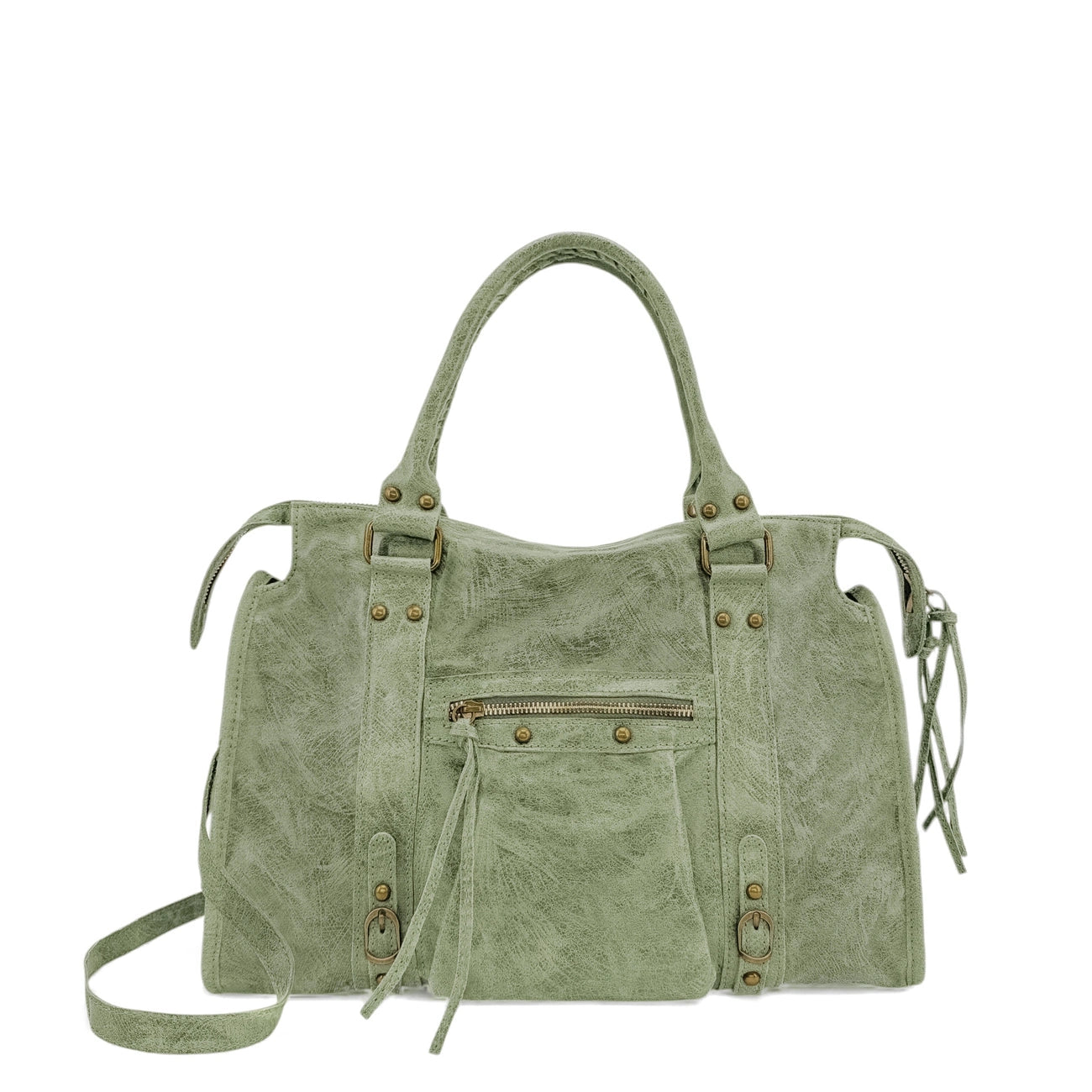 Sac à main en cuir brossé SANDSTORM Vert pastel