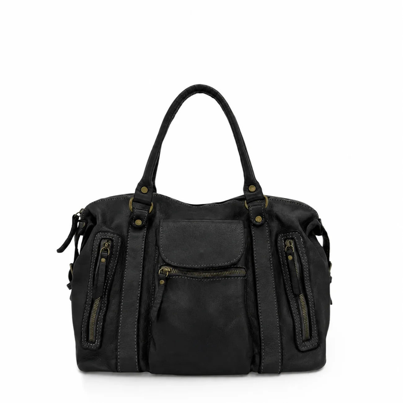 Sac porté épaule en cuir vintage MISS MY Noir