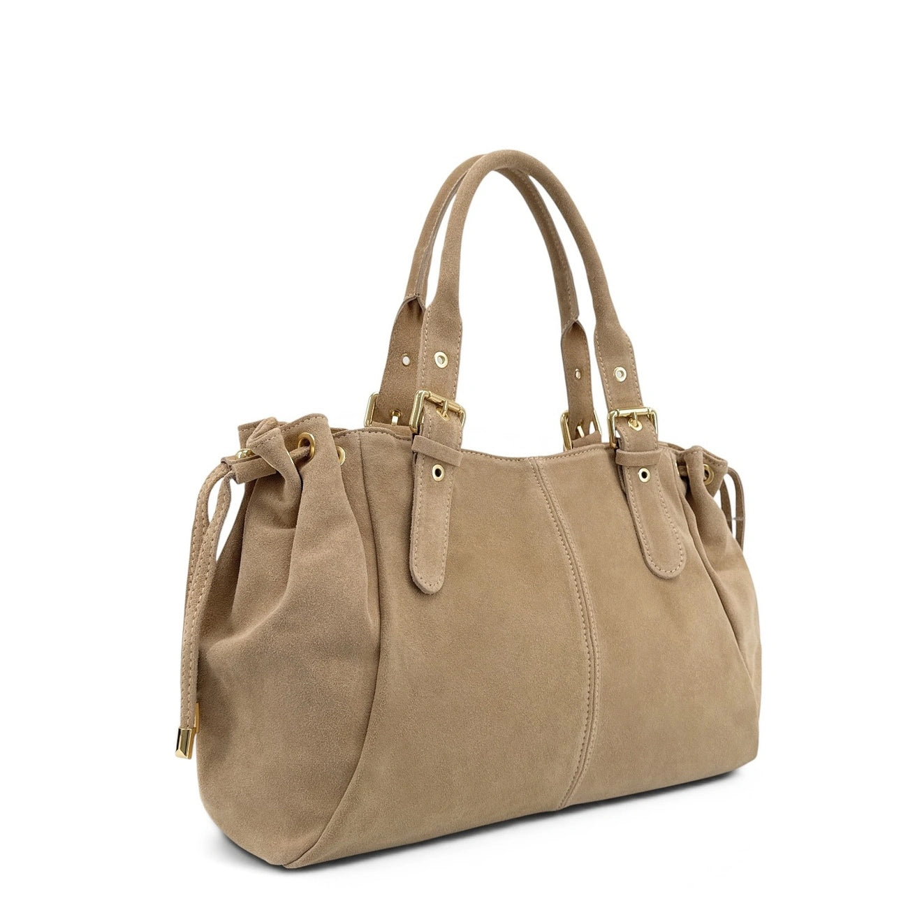 Sac bowling en daim PRINCESSE SUEDE XL Taupe clair