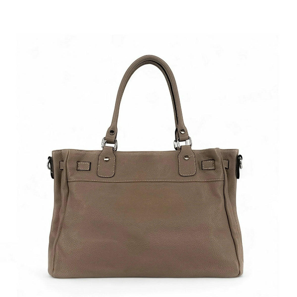 Shopper aus genarbtem Leder JANET SILVER Dunkeltaupe