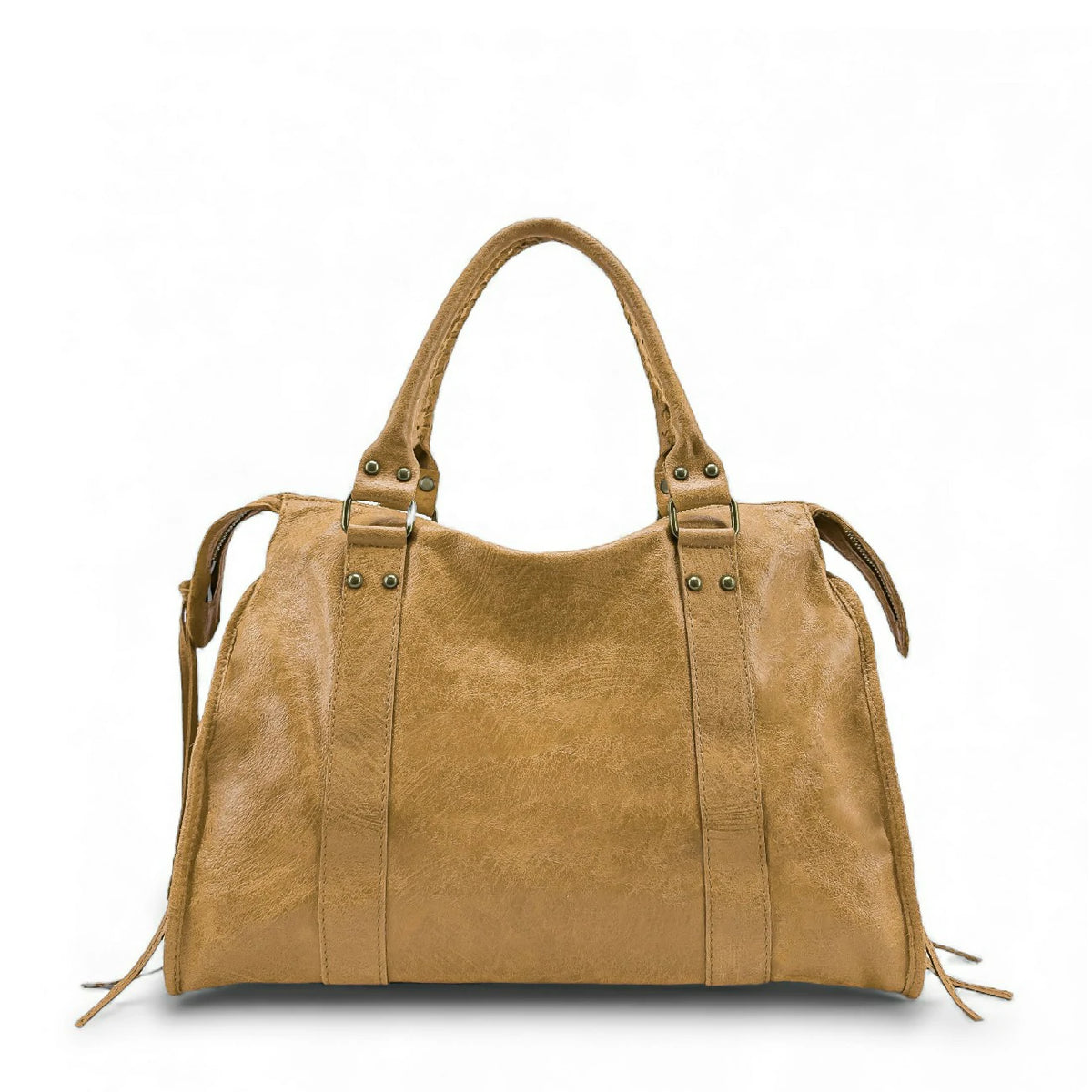 SANDSTORM brushed leather handbag, Light camel
