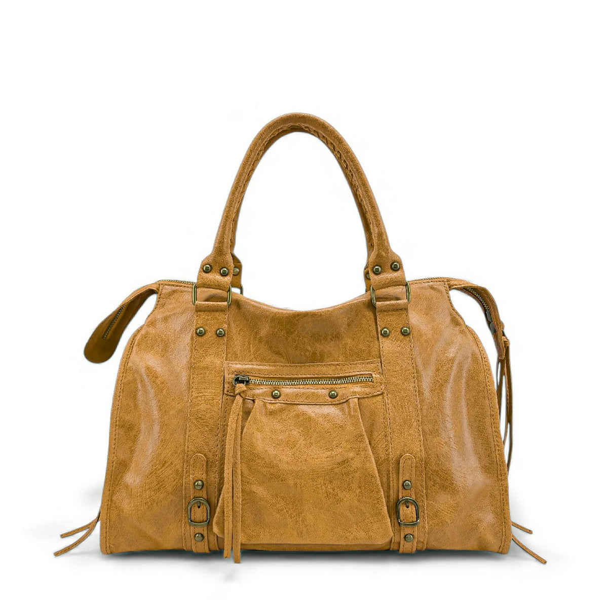 SANDSTORM brushed leather handbag, Light camel