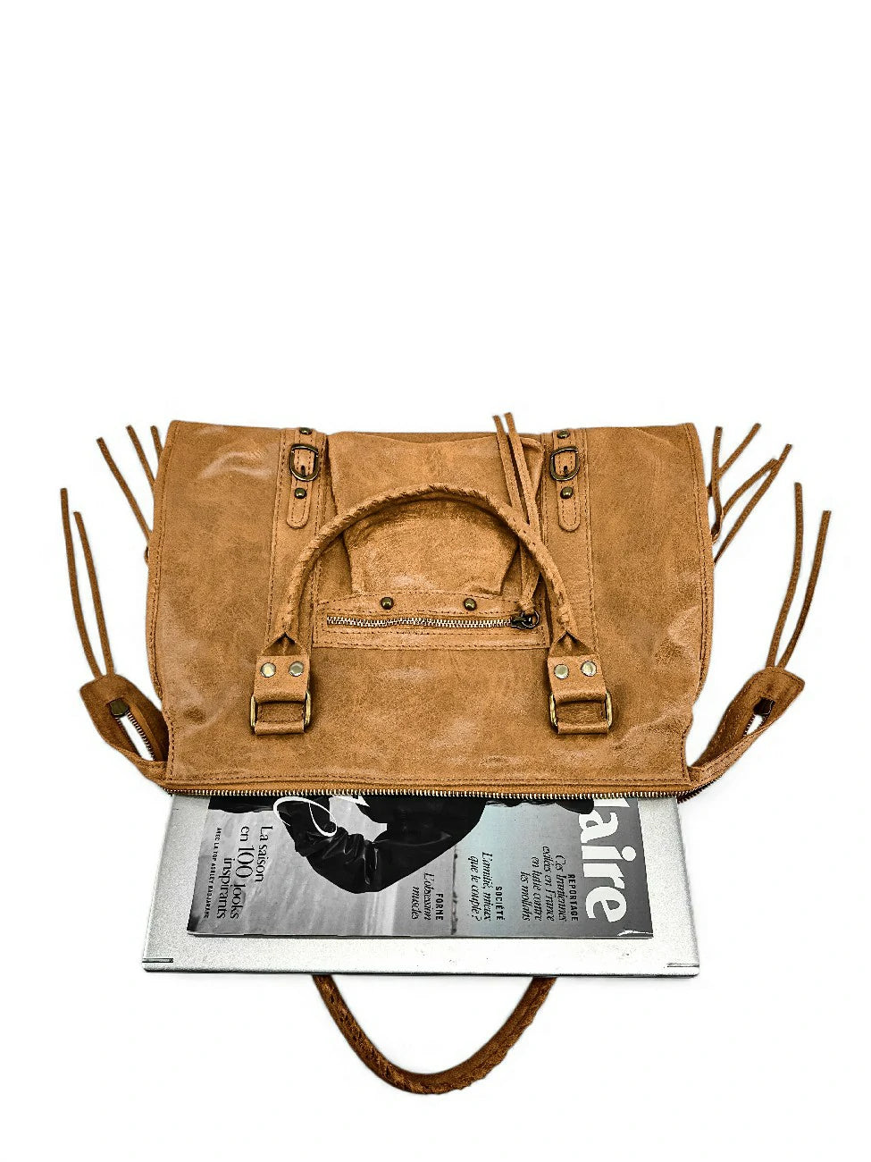 Borsa a mano in pelle spazzolata SANDSTORM Marrone cammello