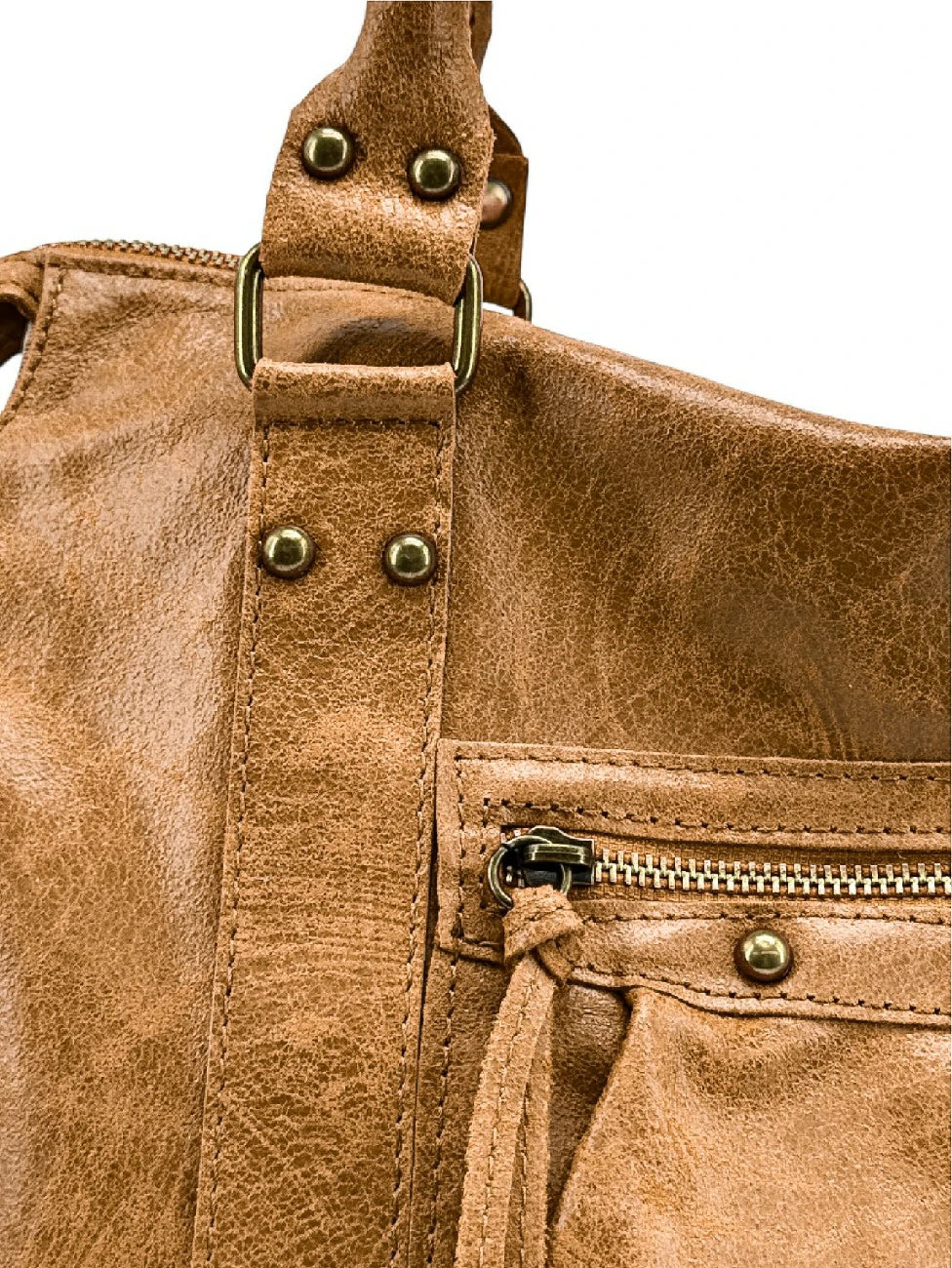 Borsa a mano in pelle spazzolata SANDSTORM Marrone cammello