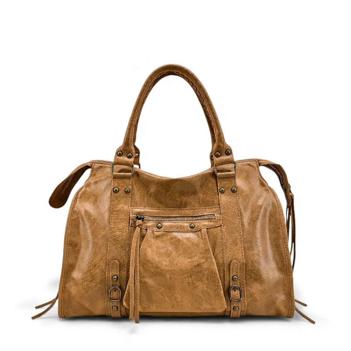 Borsa a mano in pelle spazzolata SANDSTORM Marrone cammello