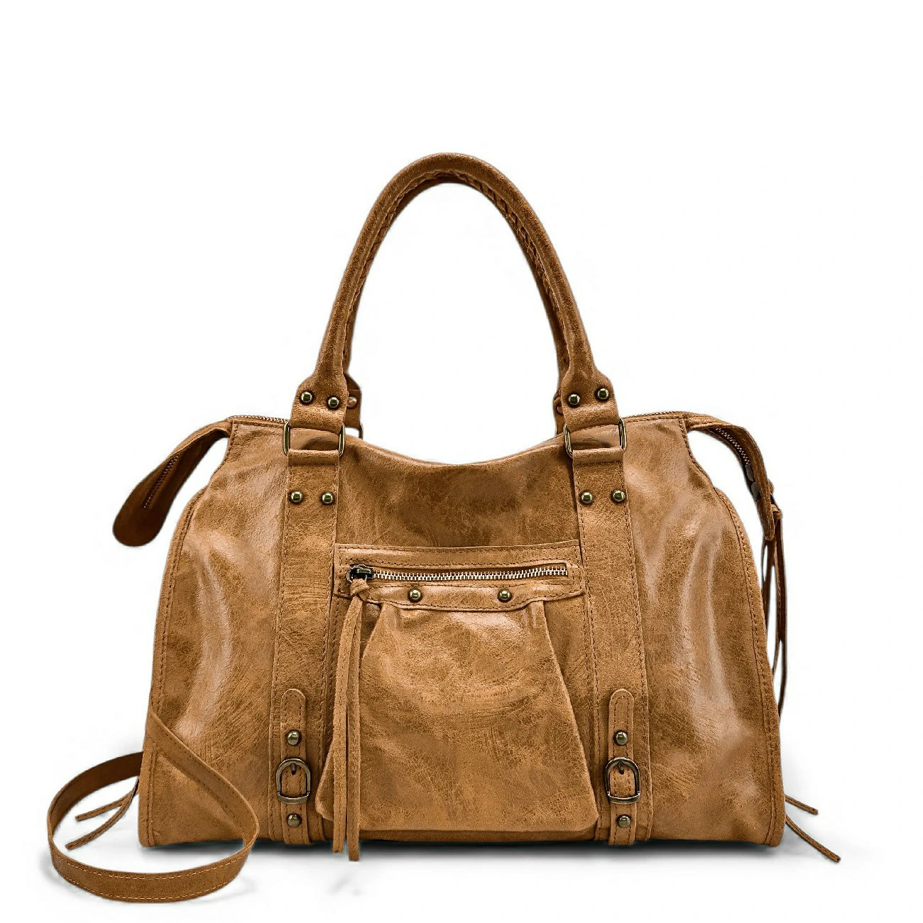 Sac à main en cuir brossé SANDSTORM Camel