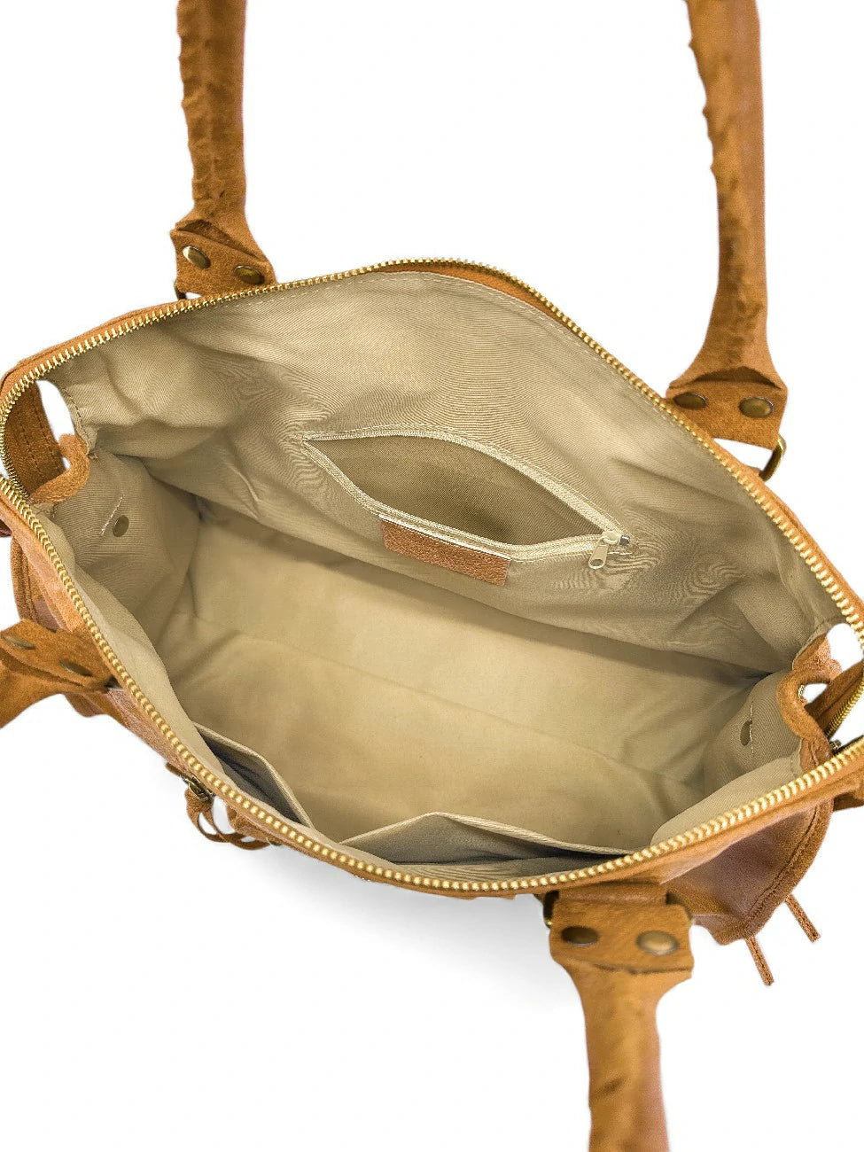 Borsa a mano in pelle spazzolata SANDSTORM Marrone cammello