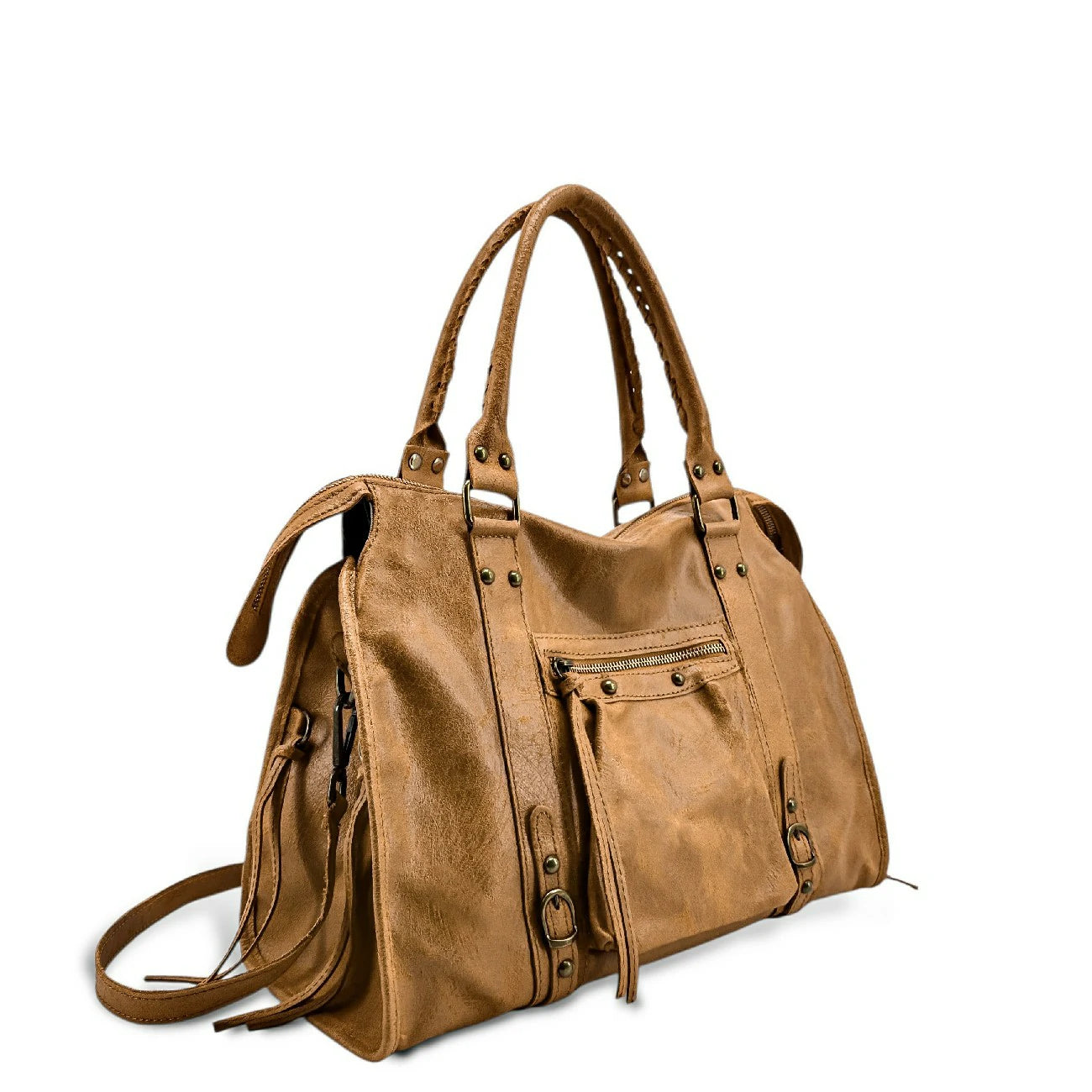 Sac à main en cuir brossé SANDSTORM Camel