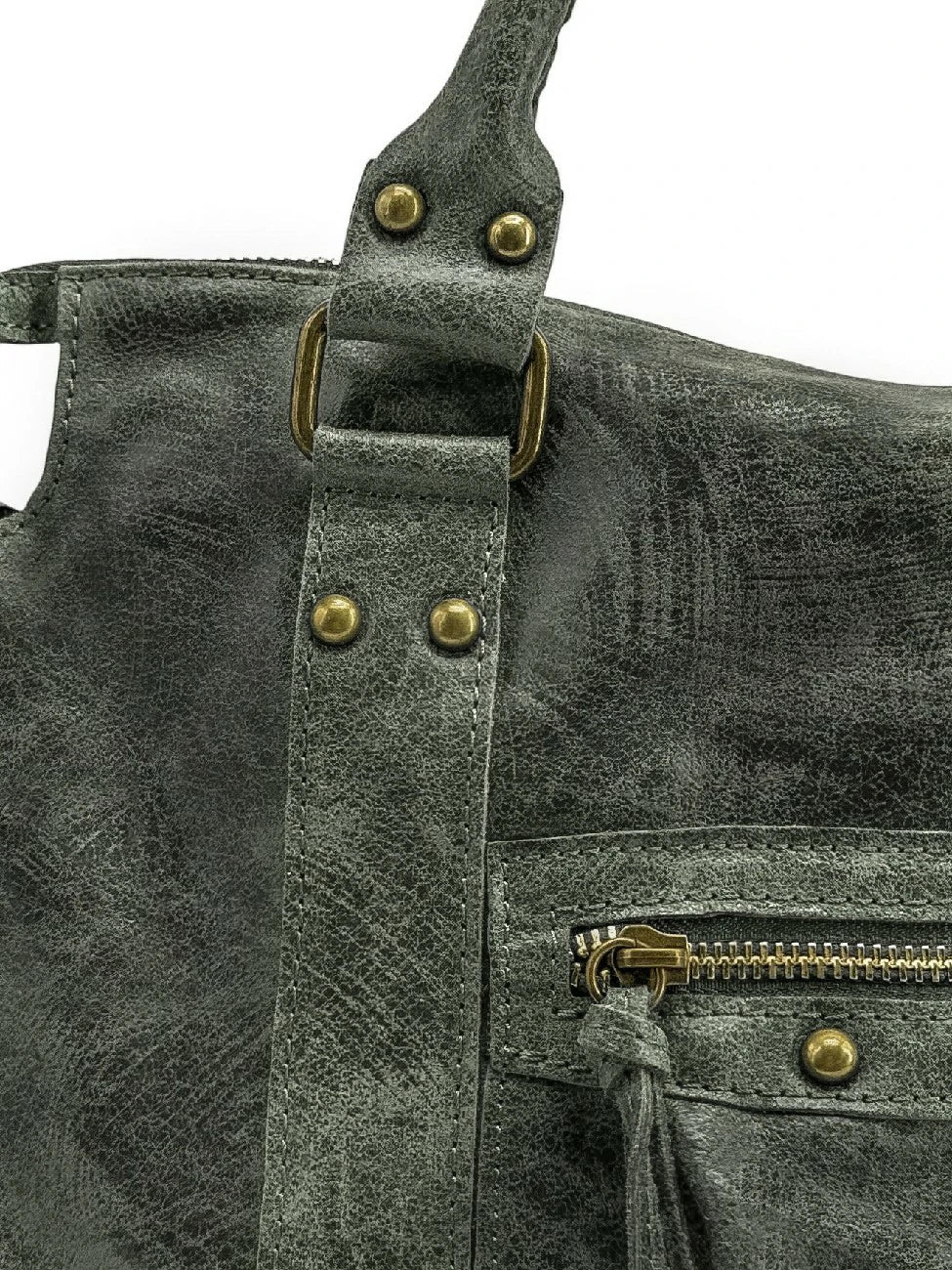 Bolso de mano de piel cepillada SANDSTORM Verde caqui oscuro
