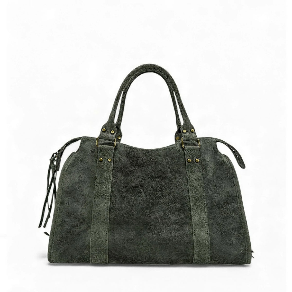Bolso de mano de piel cepillada SANDSTORM Verde caqui oscuro