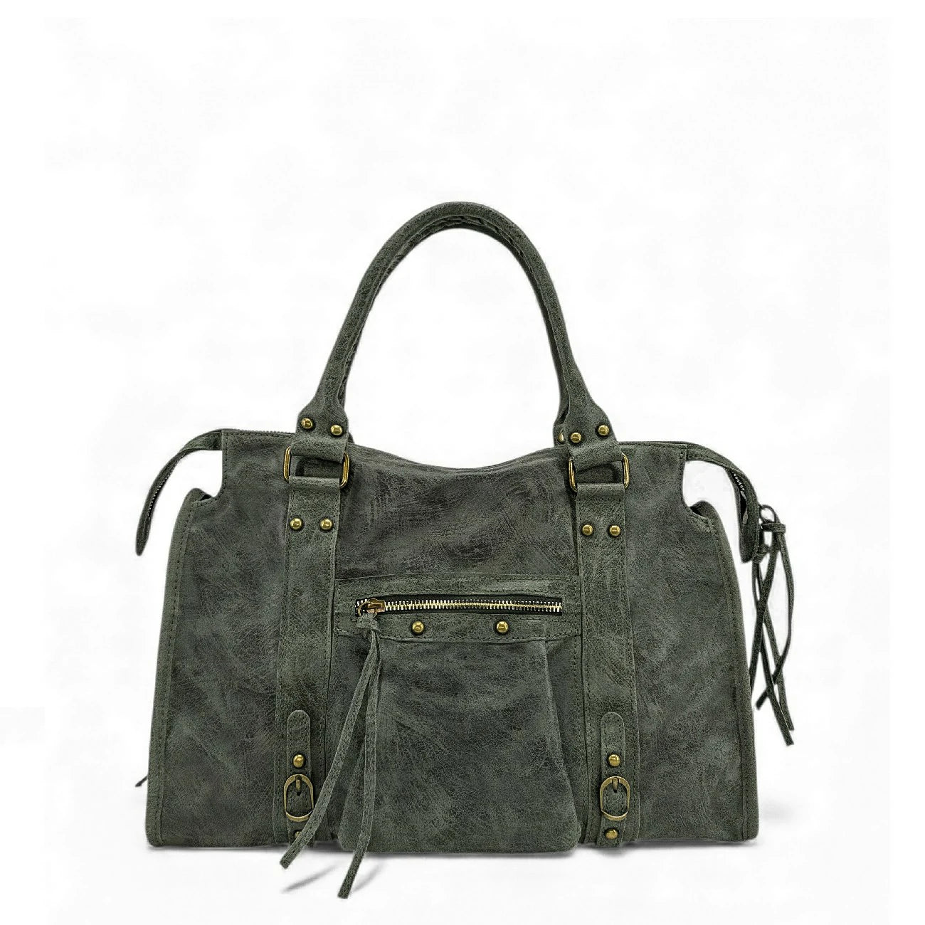 SANDSTORM brushed leather handbag in Khaki