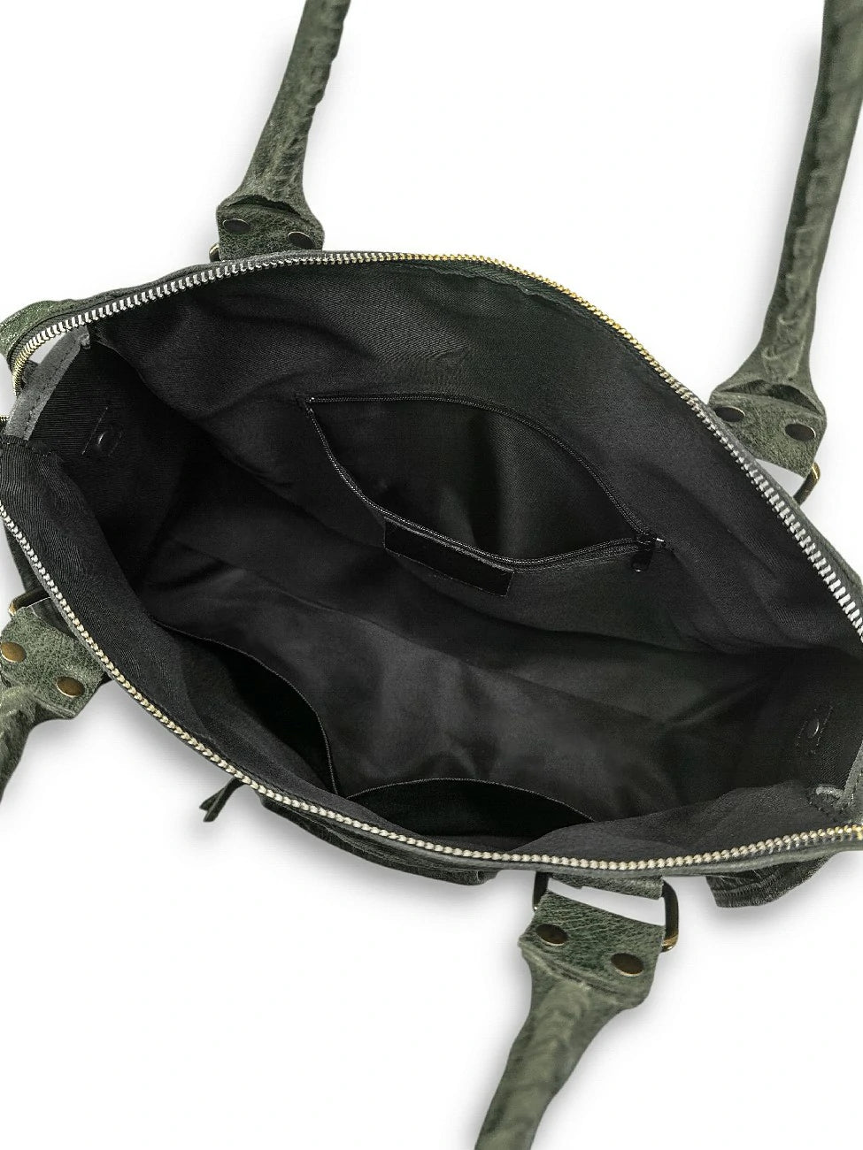 Bolso de mano de piel cepillada SANDSTORM Verde caqui oscuro