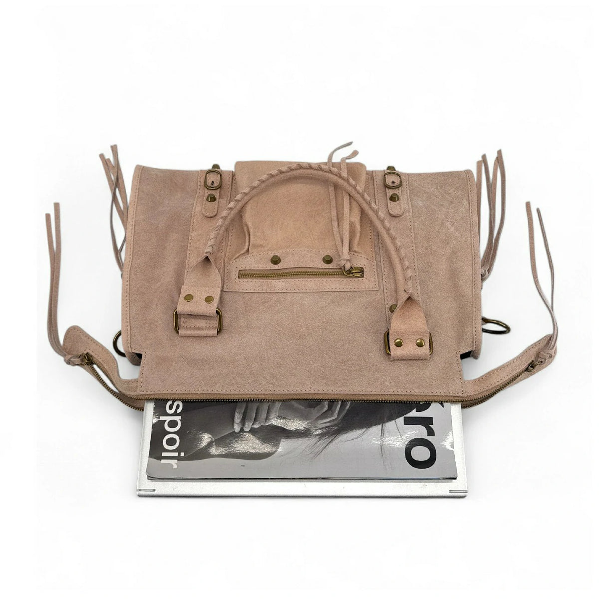 Bolso de piel cepillada SANDSTORM rosa nude